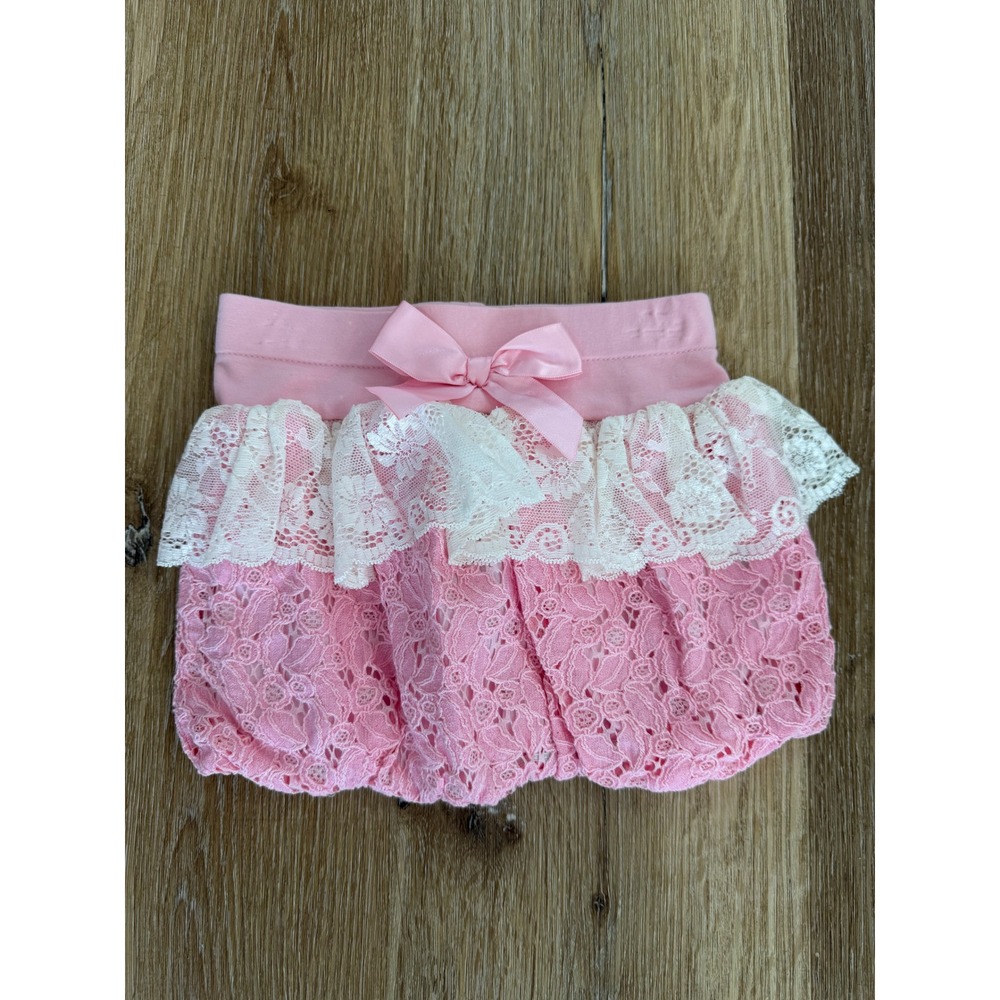 Just FAB Girls Bubble Skirt Toddler 2T Pink Lace Bow‎ Tiered Ruffle Mini Skirt